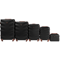 Комплект валіз Wings 402 на 4 колесах 5 в 1 (L, M, S, XS, BC) Чорний