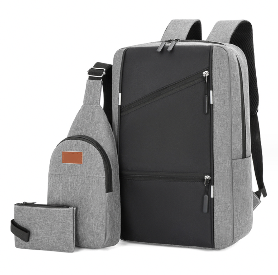 Рюкзак 3в1 з сумкою через плече і гаманцем / Міський рюкзак для роботи,навчання / Рюкзак дорожній Чорний, фото 1