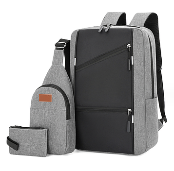 Рюкзак 3в1 з сумкою через плече і гаманцем / Міський рюкзак для роботи,навчання / Рюкзак дорожній Чорний