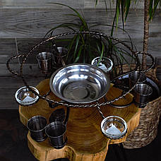 Садж для розігрівання та подавання шашлика кований 36 см з чарками + соусницями, фото 4