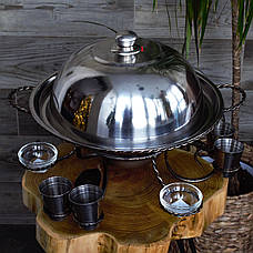 Садж для розігрівання та подавання шашлика кований 36 см з чарками + соусницями, фото 2