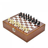 Ігровий набір  2 в 1 Настільна гра шахи, покер, 100 фішок з номіналом, карти в дерев'яній коробці, фото 3