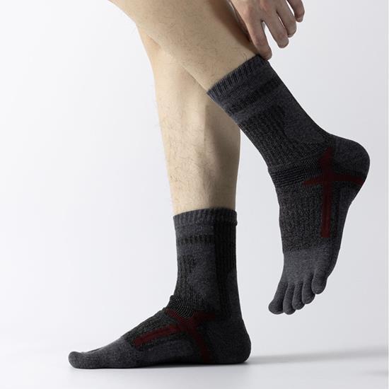 Шкарпетки на кожен палець Cross Five Fingers Shu 42-44 темно-сірий з принтом, фото 1