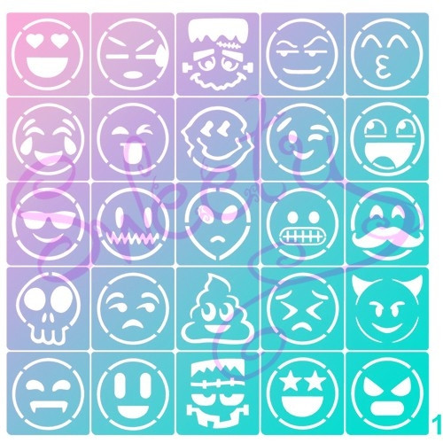 Трафарети Смайли 25 шт. для Блиск і Біоту 6х6см, фото 1