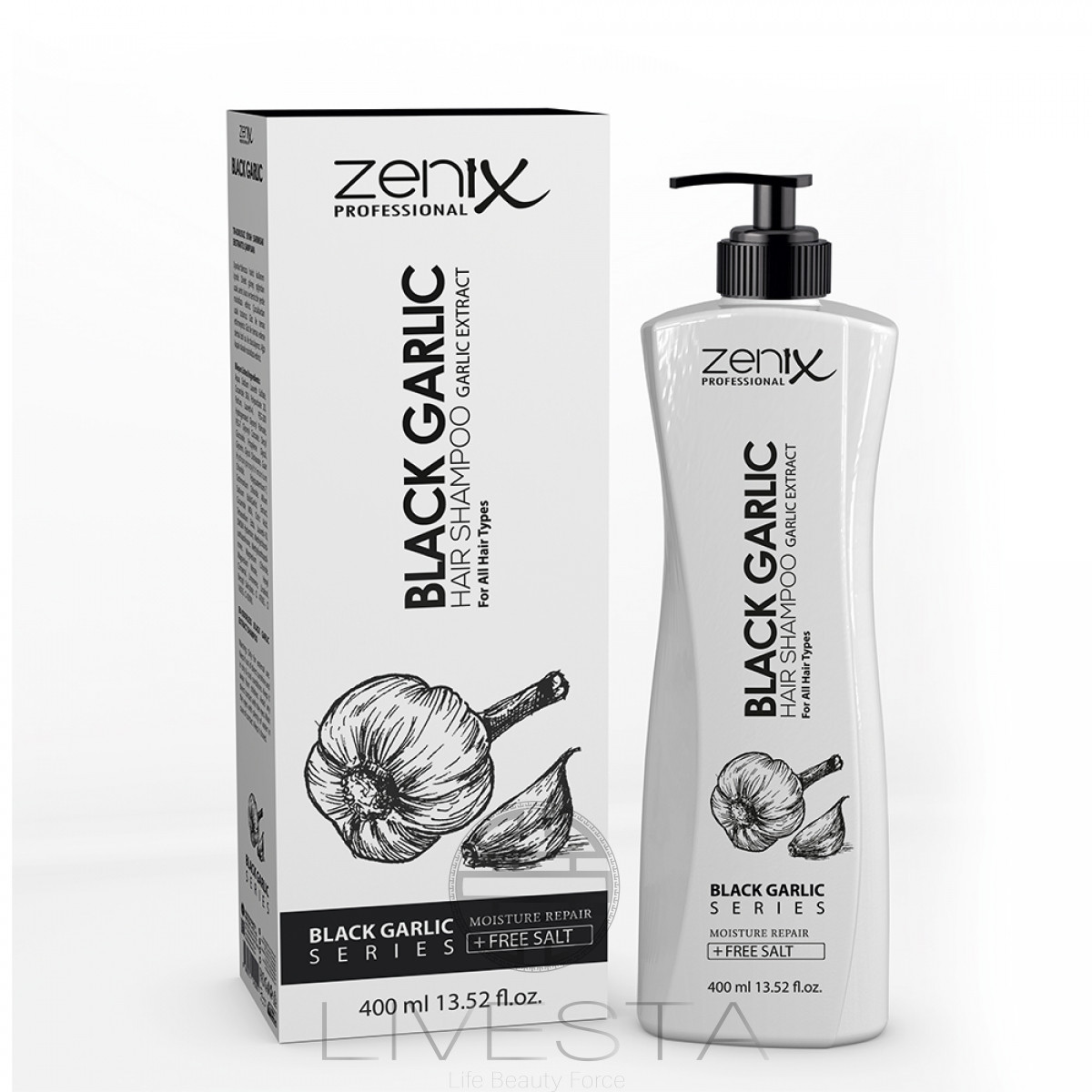 Шампунь з екстрактом чорного часника Zenix, 400 мл