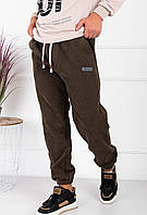 Мужские спортивные вельветовые штаны на флисе с манжетами 3XL, Коричневый-хаки