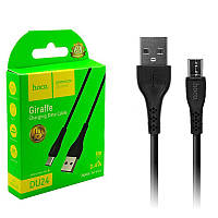 USB кабель Hoco DU24 Giraffe Micro USB 2.4A 1m black (long pin 8mm)