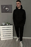 Чоловічий спортивний костюм чорний базовий однотонний весняний осінній з капюшоном | Комплект худі та штани (N)