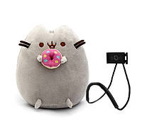 Мягкая игрушка Pusheen cat с пончиком Серый и держатель для мобильного (n-1047) PR, код: 2625957