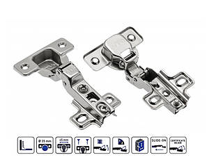 Завіса меблева напівнакладна GTV ZP-BICN080BE без дотягу планка H=0