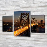 Картина в офис с ночным мостом, на Холсте нат., 45х70 см, (30x20-2/45x25)