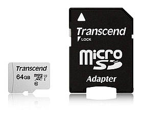 Transcend Карта пам'яті microSD 64GB C10 UHS-I R100/W20MB/s + SD