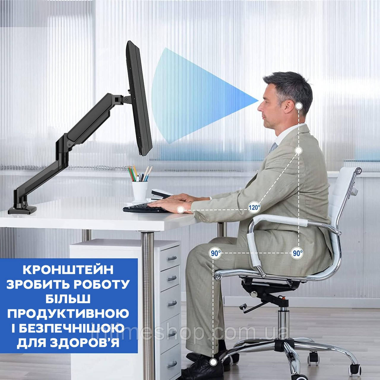 Настольное крепление для монитора V- star V-160 17"-27" кронштейн для двух мониторов, стойка vesa 75x75 (TI) - фото 7 - id-p1537964363