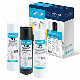Ecosoft Комплект картриджів 1-2-3 для фільтрів зворотнього осмосу (2 поліпропілену і вугілля)