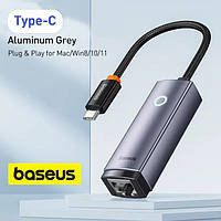 Сетевая карта Baseus Lite Series USB Type-C to RJ45 LAN Adapter Gray 100 Мбит/с (WKQX000213)