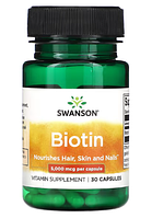 Биотин Swanson Biotin 5000 мкг, 30 капсул