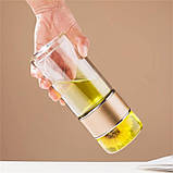 Скляний термос із подвійними стінками для чаю Infuser 280 мл, золотий, фото 2