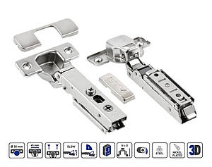 Завіса меблева накладна GTV ZM-DCHCB09-3DBEO SOLID PRO гідравлічна з дотягом планка H=0