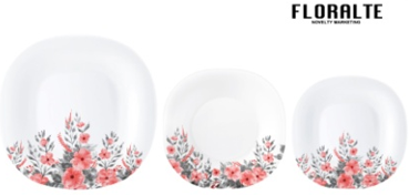 Білий столовий сервіз Luminarc Neo Carina Floralte зі склокераміки 19 пр (V6295)