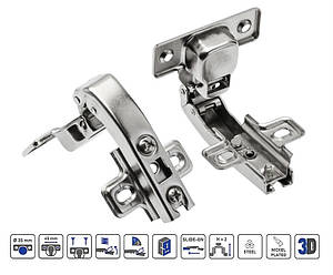 Завіса меблева кутова рівнолежна GTV ZP-KT90H2-BE без дотягу планка H=2