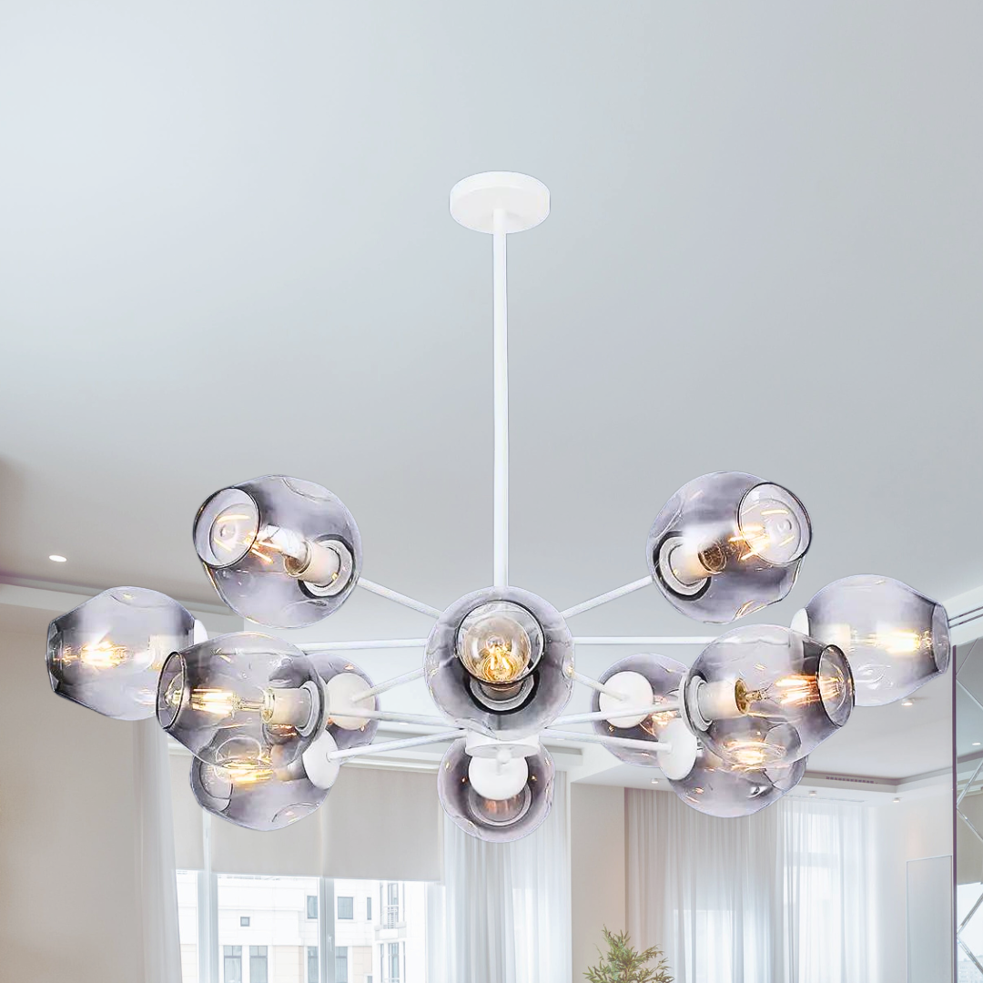 Яскрава люстра у залу Levistella цоколь E27 ламп 12 шт колір Білий 7526035-12 WH+BK, фото 1