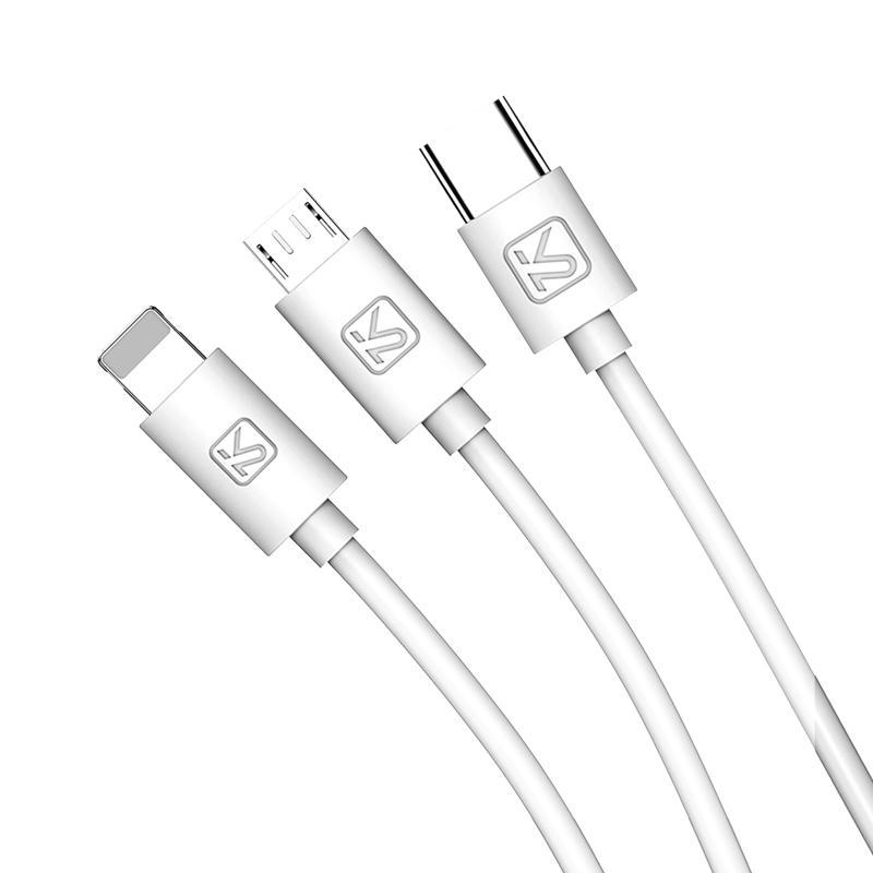 USB кабель Kaku KSC-078 3-in-1 Type-C / MicroUSB / Lightning 1m - White, фото 1