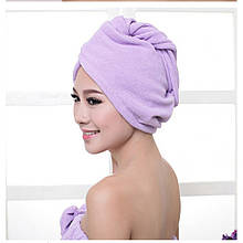 Рушник-чалма з мікрофібри для сушіння волосся (23*55 см), фіолетовий, Рушник для сушки волосся