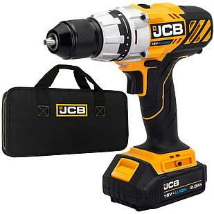 Дриль-шуруповерт акумуляторний (JCB-18DD-BE) 18V, max 45Nm в комплекті із зарядним пристроєм (JCB-18VFC-E) 2.4A та батареєю
