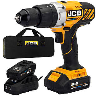 Дриль-шуруповерт акумуляторний (JCB-18CD-BE) 18V, max 45Nm в комплекті із зарядним пристроєм (JCB-18VFC-E) 2.4A та батареєю