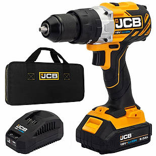 Дриль-шуруповерт акумуляторний (JCB-BLCD-BE) 18V, max 65Nm в комплекті із зарядним пристроєм (JCB-18VFC-E) 2.4A та батареєю