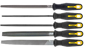 Topex Напилки по металу, набір 5шт, рукоята двокомпонентна, 200мм