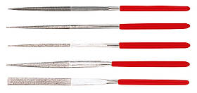 Topex Надфілі по металу, набір 5шт, алмазні, діаметр 4мм, рукоята прогумована, 140мм