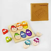 Деревянная логическая игра для детей "Птички" C 60391 (рамка-вкладыш, цвета на английском)