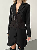 Изысканное платье-пиджак, идеально садится по фигуре Креп-костюмка+ бахрома шарики 42-46,48-52 Цвет Чёрный