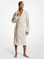 Мужской халат Michael Kors Logo Cotton Terry Robe, светло-серый (размер L/XL) в коробке