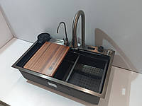 Кухонная мойка с водопадом Smart & Art R003 7545BL