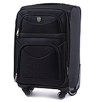 Дорожный средний текстильный чемодан чорный 4 колеса качественный чемодан из текстиля WINGS четырехколесный