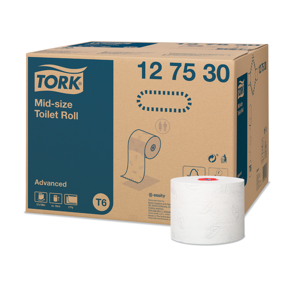 Папір туалетний TORK Mid-size в міді рулонах, м'який (Advanced) 100 м, 2 шари 1 рулон, 127530