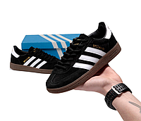 Мужские кроссовки Adidas Handball Spezial Black White Обувь Адидас Специал Спешл черно-белые кеды замша 41