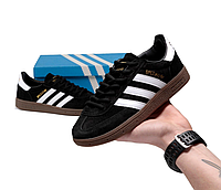 Мужские кроссовки Adidas Handball Spezial Black White Обувь Адидас Специал Спешл черно-белые кеды замша 42