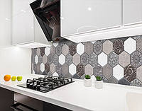 Панель на кухонный фартук жесткая рисунок мозаики, на двухстороннем скотче 68 х 305 см, 2 мм