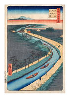 Листівка Towboas Along the Yotsugi Dōri Canal, 1857. Utagawa Hiroshige