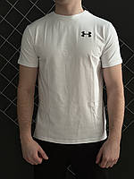 Мужская футболка Under Armour белая спортивная хлопковая летняя | Тенниска Андер Армор спортивная на лето (N)