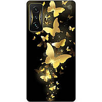 Силіконовий чохол бампер для Xiaomi Poco F4 GT з малюнком Золоті Метелики Метелики Метелики