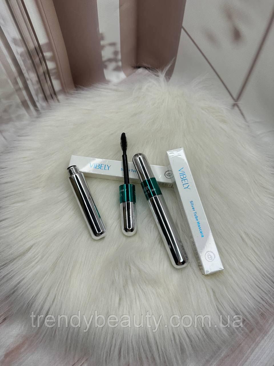 Туш для вій Vibely Mascara 2 в 1, що подовжує, об'єм 4D, водостійка, чорна