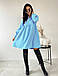 Повсякденне коротке жіноче плаття А-силуету, вільне, блакитне, фото 3