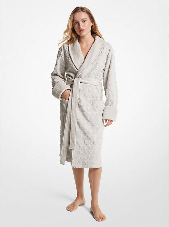 Жіночий халат Michael Kors Logo Cotton Terry Robe у коробці, світло-сірий (розмір L/XL)