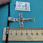 Хрест із чорнінням та чорний шовковий шнурок зі вставками із срібла 925 проба, фото 3