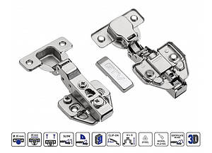 Завіса меблева напівнакладна GTV ZM-CNHC08BR2 гідравлічна з дотягом планка H=0