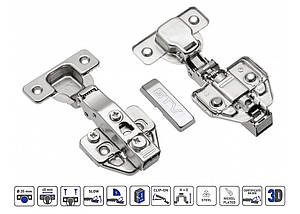Завіса меблева накладна GTV ZM-CNHC09BR2 гідравлічна з дотягом планка H=0